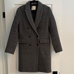 Aritzia Wilfred Charcoal Plaid Coat